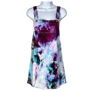 Divided Tie Dye Denim Pinafore Dress Art to Wear Size 4